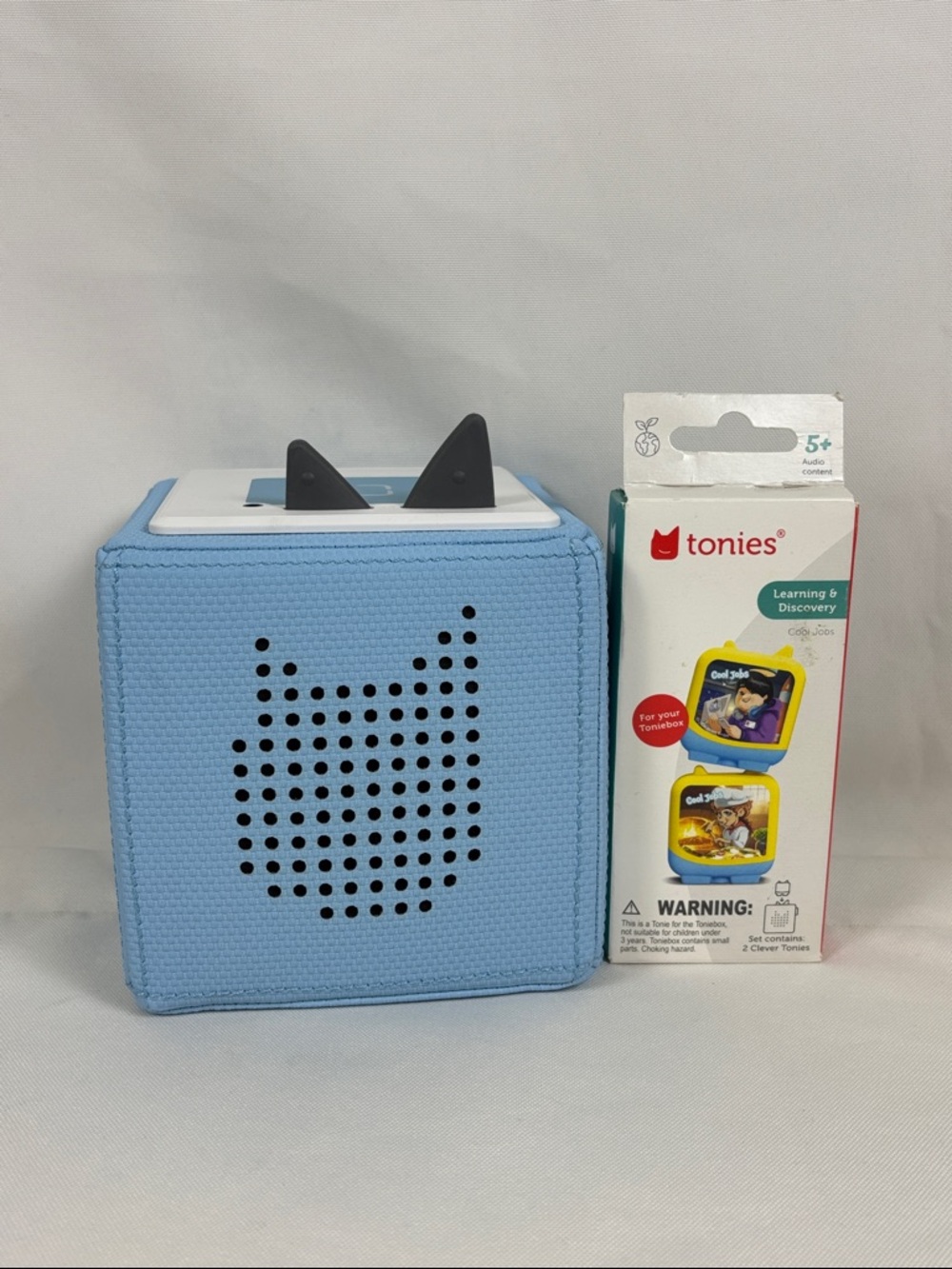 Toniebox 1 Audio Box Player Learning Education Blue No Cord + Tonies Cool Jobs
